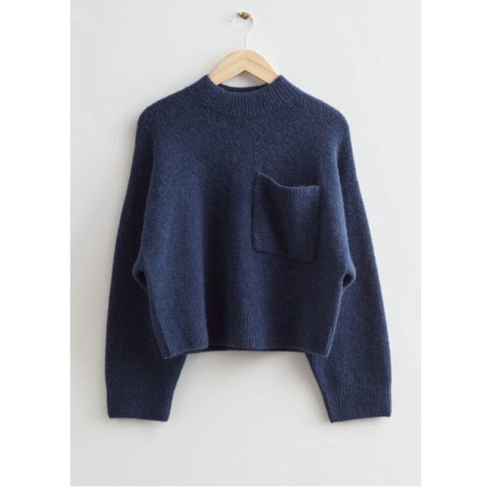 & Other Stories Deep Blue Cowl Neck Sweater